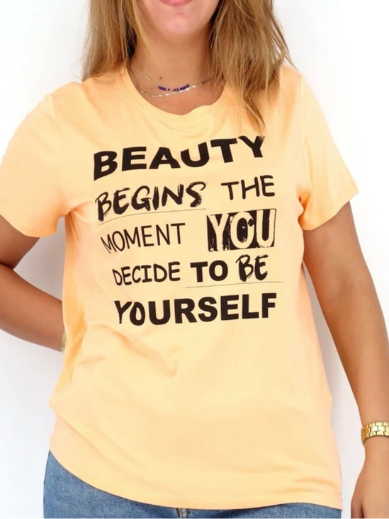 Tops - PSK Collective Women's Graphic Printed T-Shirt,Peach Confetti Large